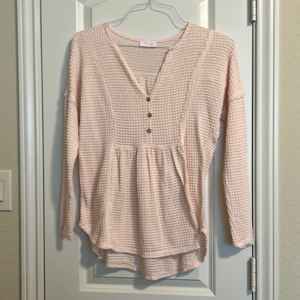 Pink Lily Waffle Knit Peplum Top